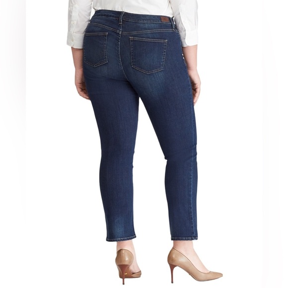 Ralph Lauren Modern Straight Curvy Jeans Size 14 Dark Wash - Picture 9 of 10